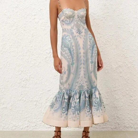 Zimmermann Illuminate Gown in Turquoise Paisley – Spring 2025 – NWT - Picture 6 of 8